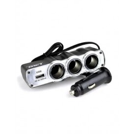 Tomada Tripla e USB para Carro CarAccessories WF-0120